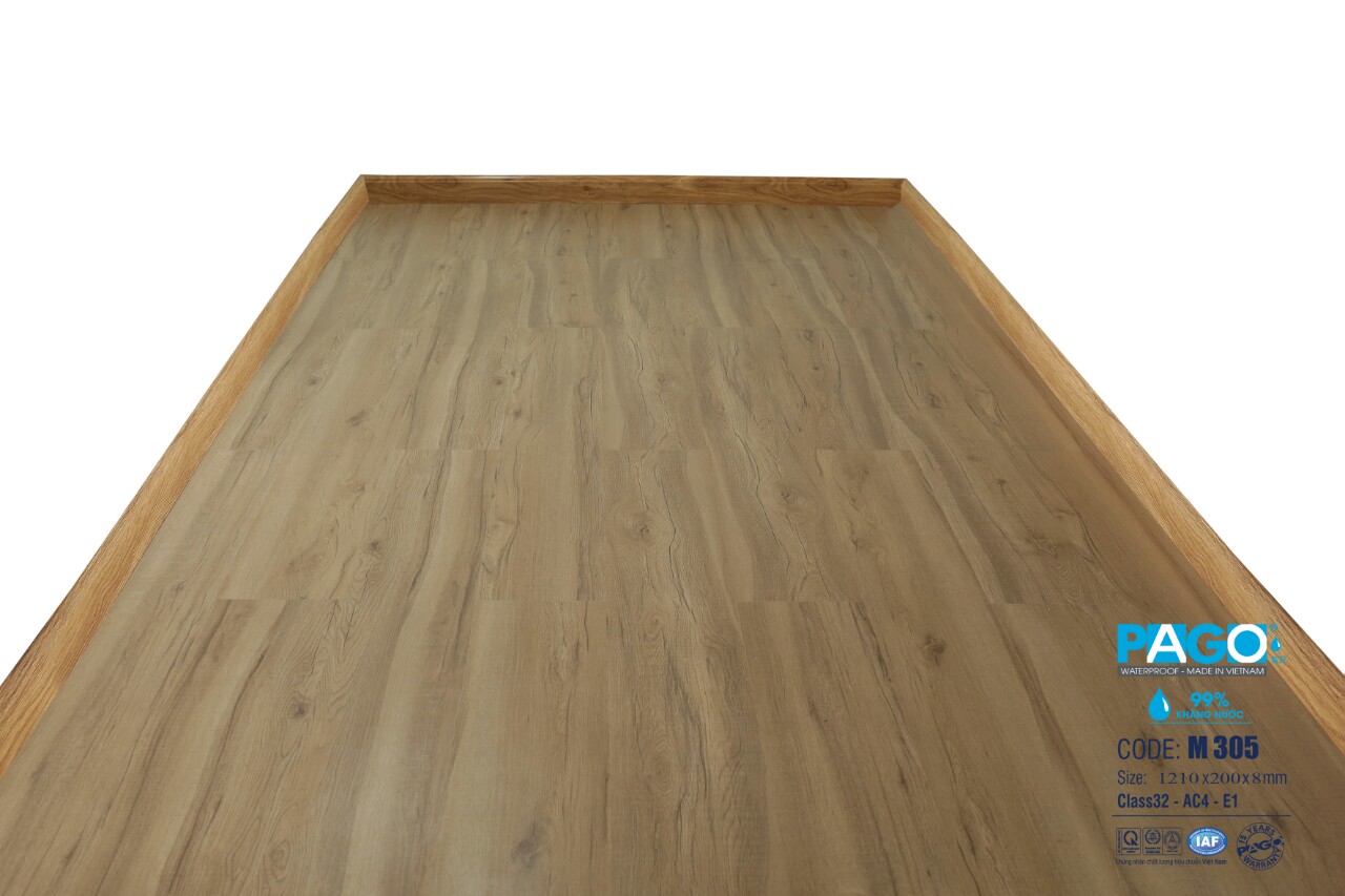 Sàn gỗ Pago 1210x200x8mm bản rộng - vân sồi hiện đại