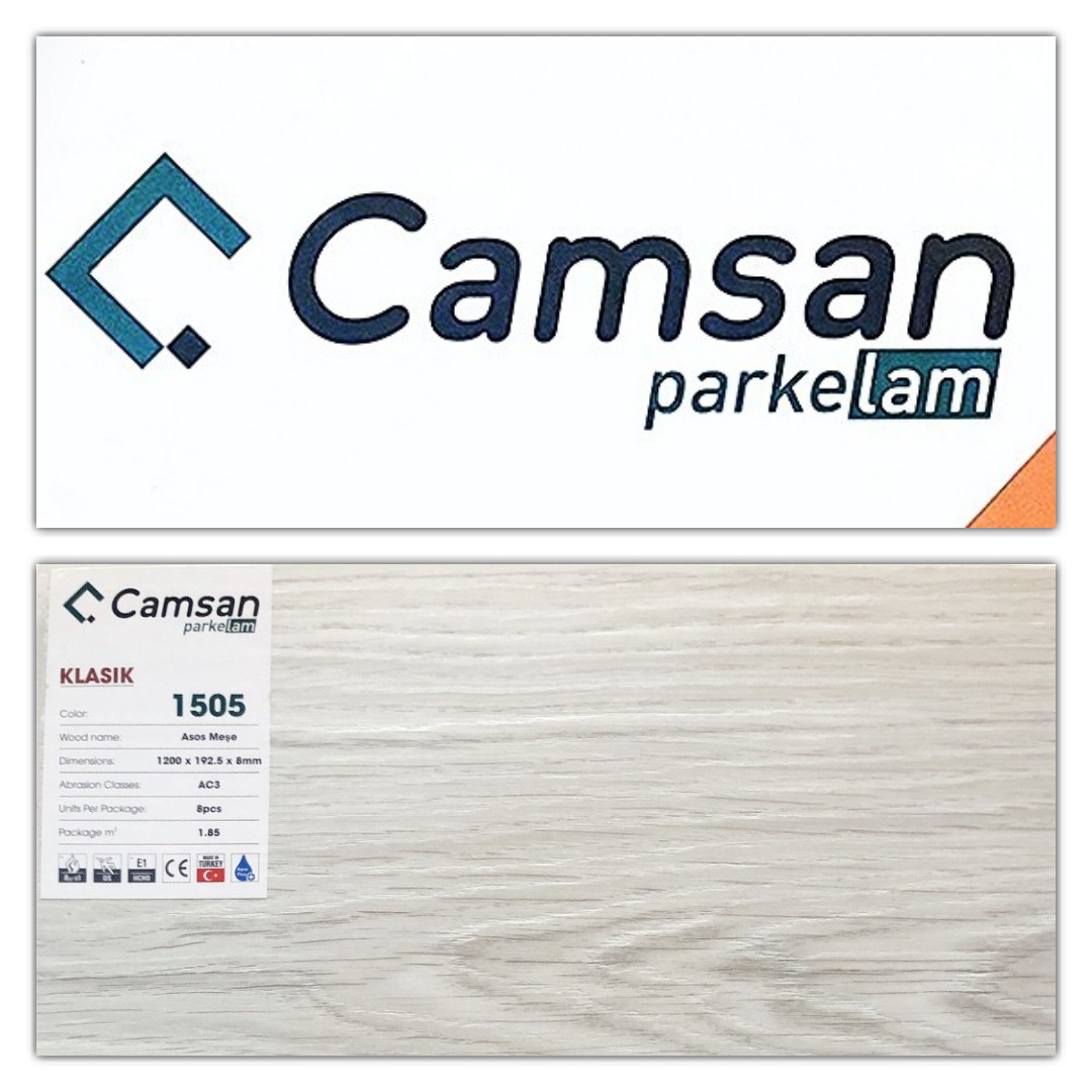 Sàn gỗ Camsan 8mm Thổ Nhĩ Kỳ vân gỗ hiện đại - Sàn Gỗ Thiên Ngân