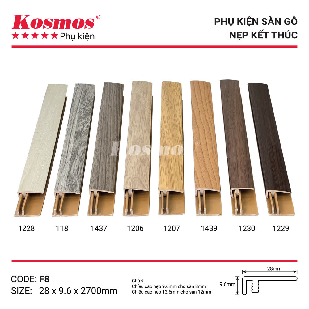 Nẹp kết thúc sàn gỗ F8 nhựa PVC