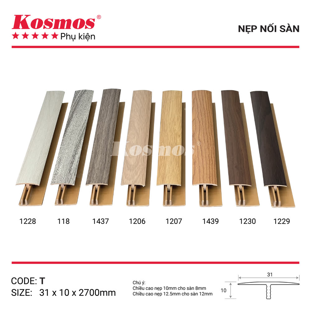 Nẹp nhựa T nối sàn gỗ công nghiệp