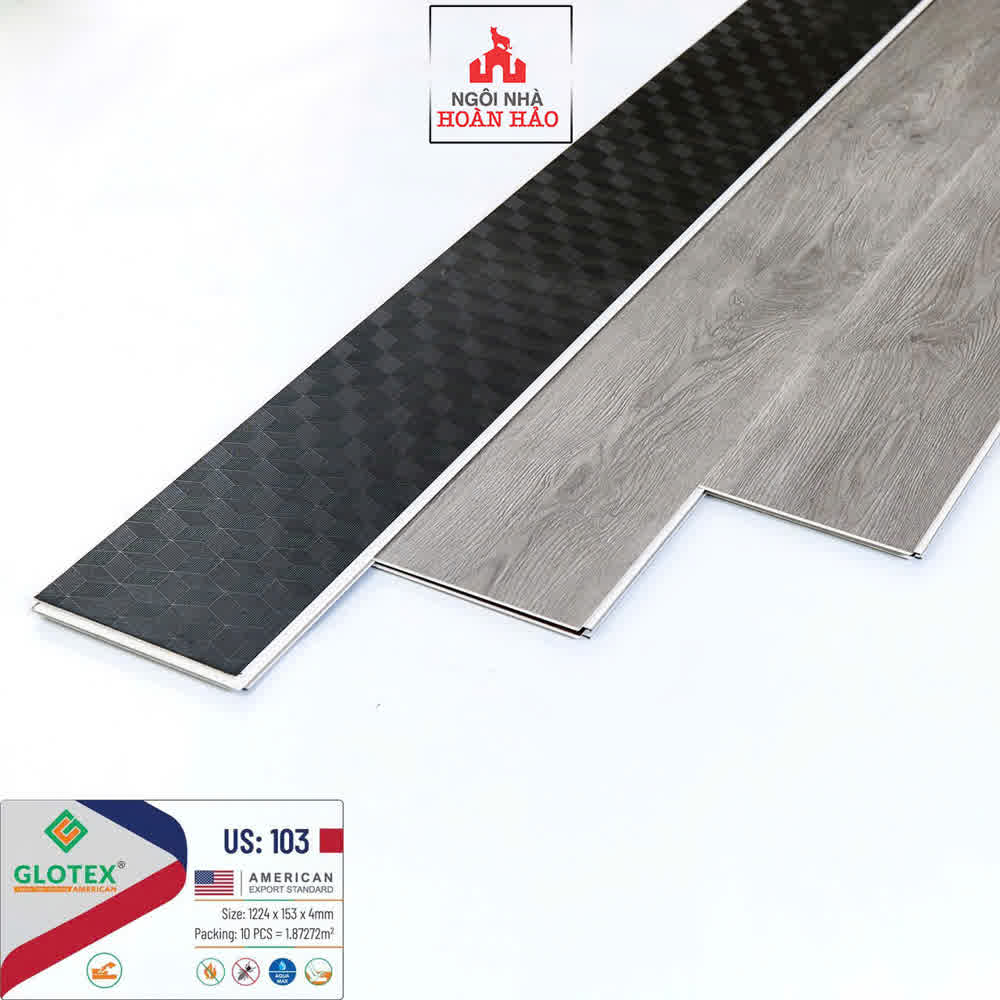 Mẫu sàn nhựa Glotex US 103 vân gỗ walnut trầm ấm