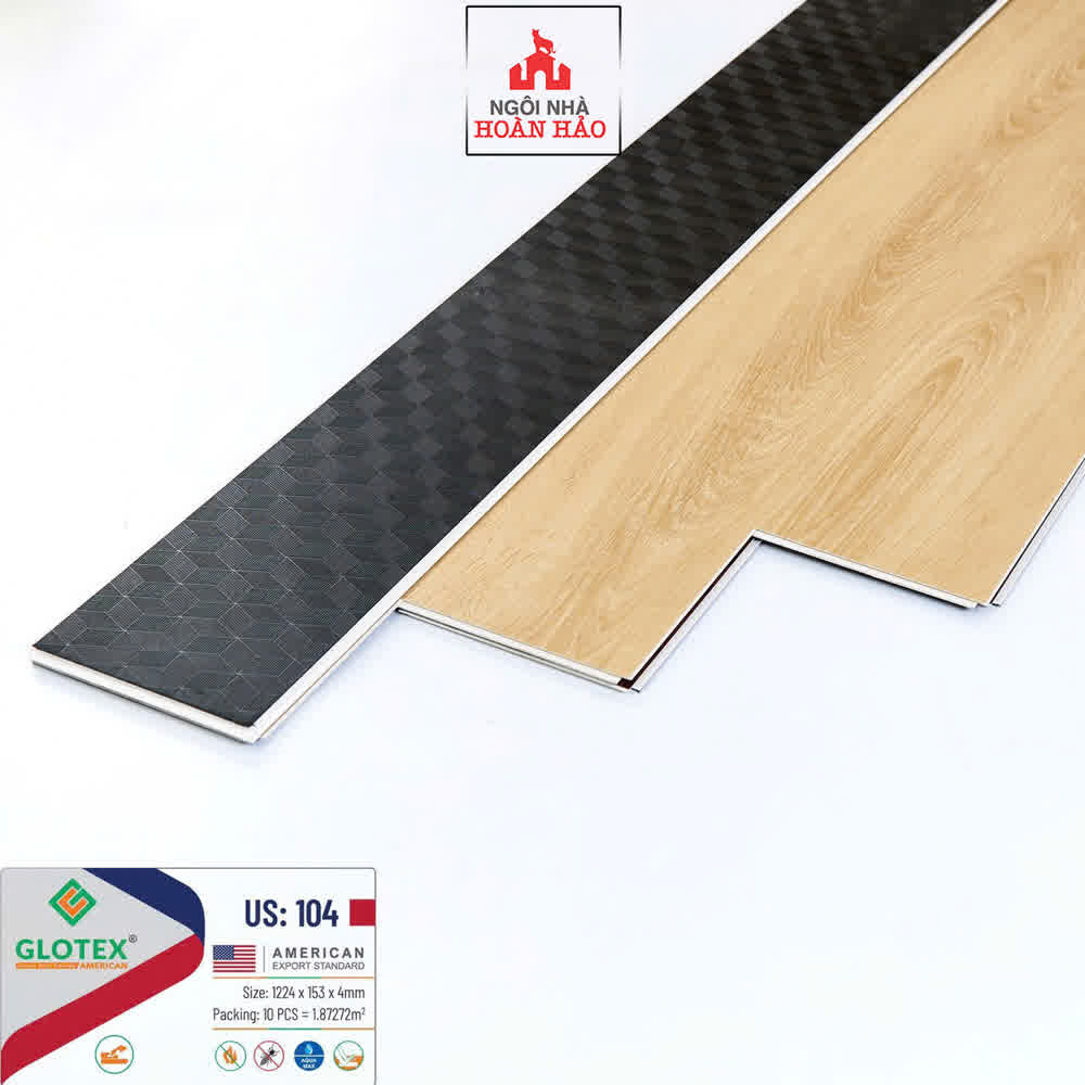 Mẫu sàn nhựa Glotex US 104 vân gỗ xám hiện đại