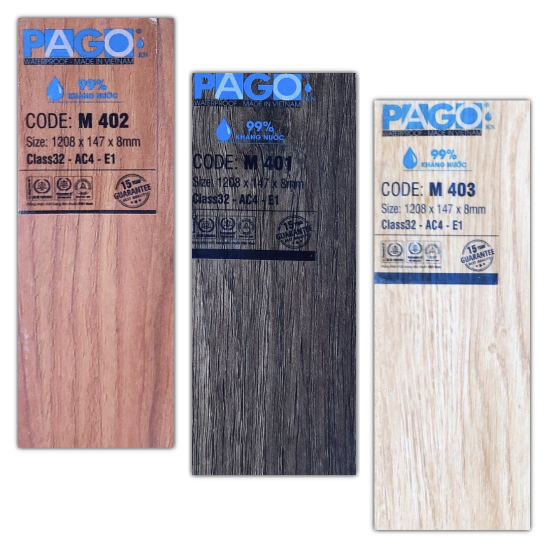 Sàn gỗ Pago KN 1208 x 147 x 8mm cốt xanh siêu chịu nước