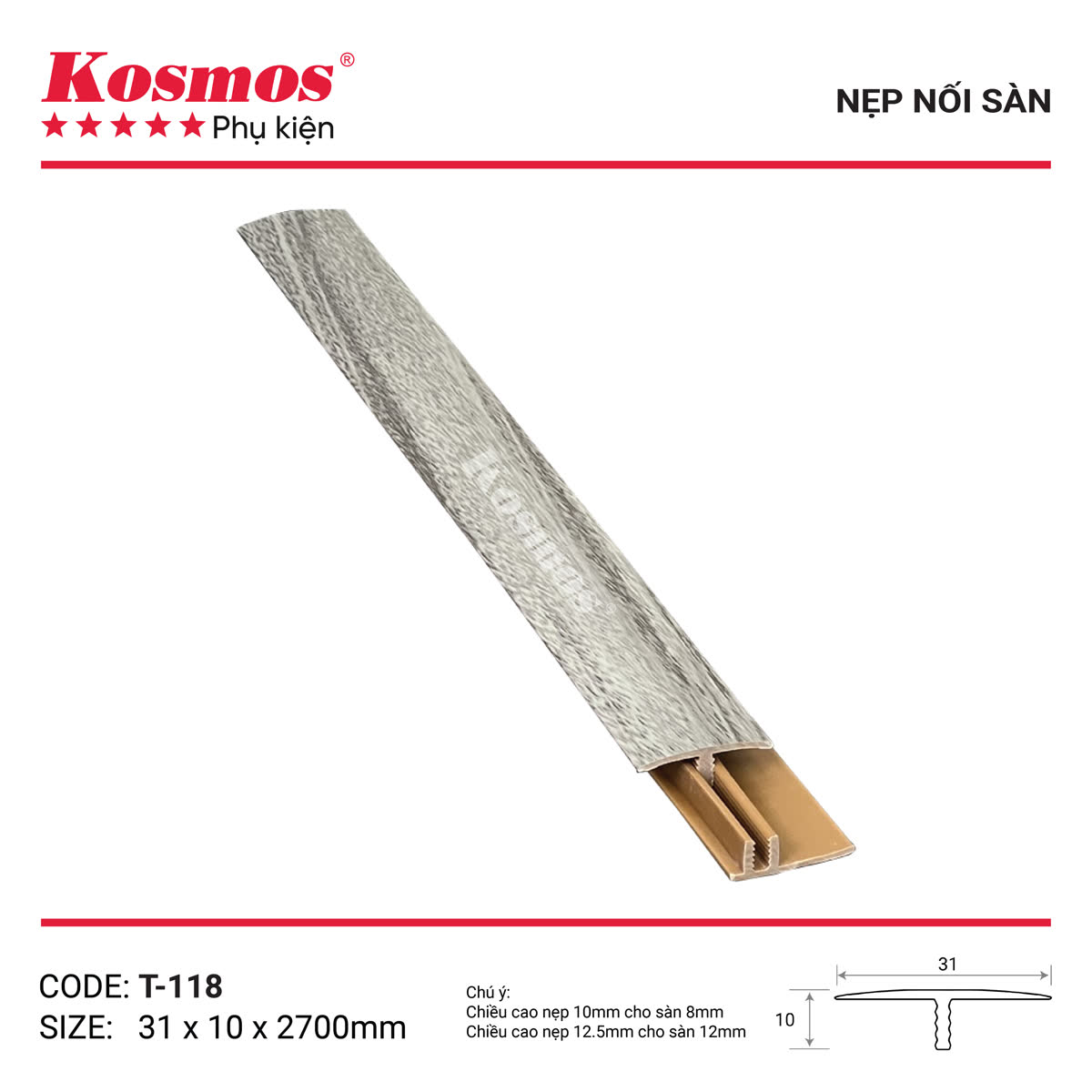 Bộ nẹp nhựa T V F5 F8 các màu vân gỗ tại Sàn Gỗ Thiên Ngân