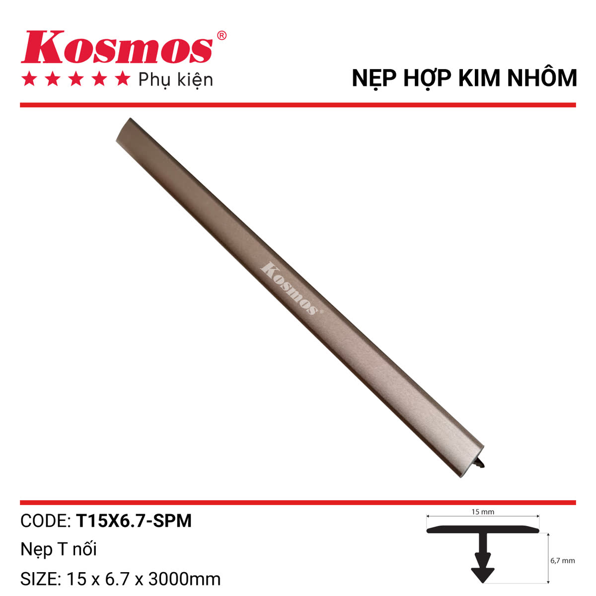 Nẹp nhôm T15X6.7 SPM VM XM các màu tại Sàn Gỗ Thiên Ngân