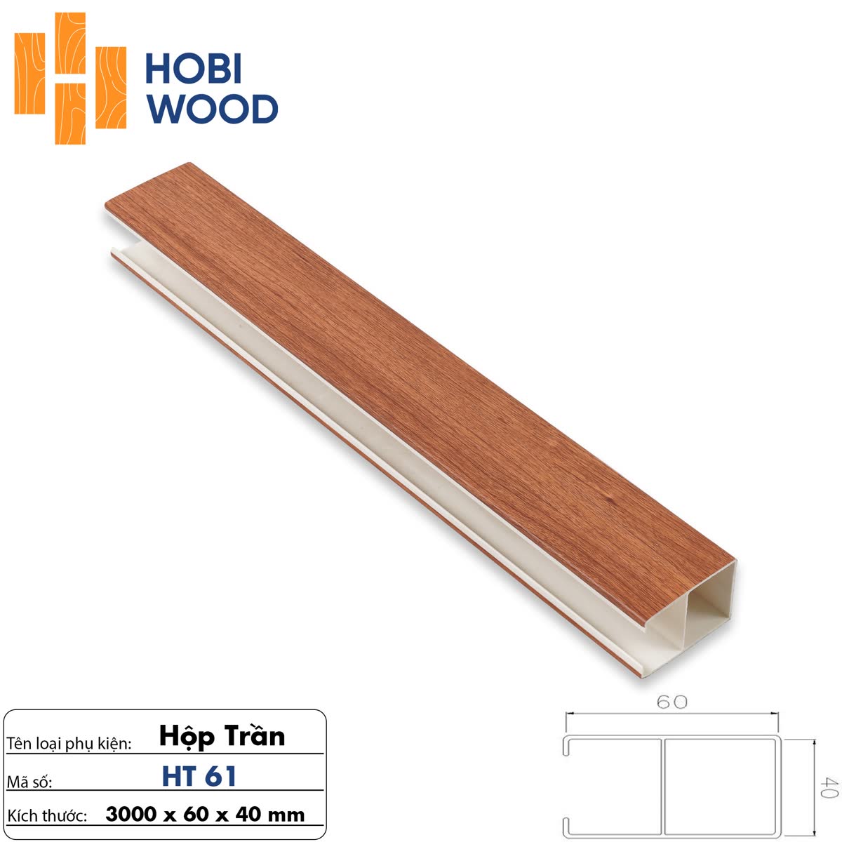Hộp trần HT61 vân gỗ sáng lắp phòng ngủ