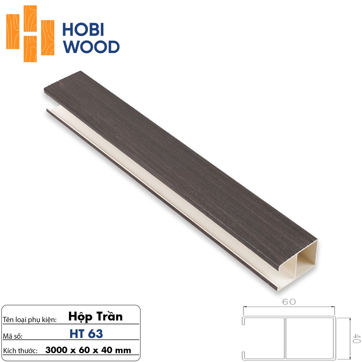 Tấm Ốp Hộp Trần HT63 8mm vân gỗ sồi tự nhiên