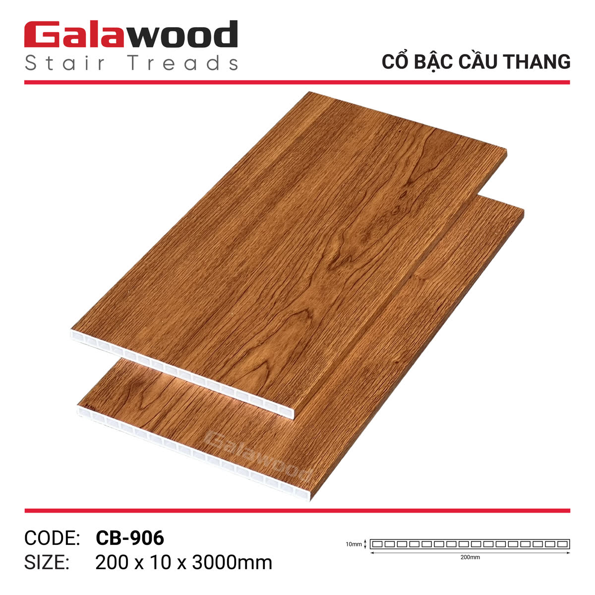 Cổ bậc cầu thang Galawood CB-906 vân óc chó đậm
