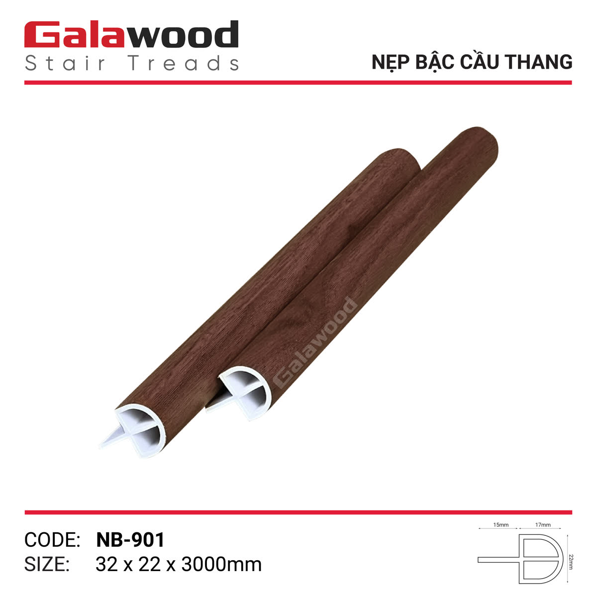 Nẹp bo cầu thang Galawood NB-901 vân sồi Nga vàng nhạt