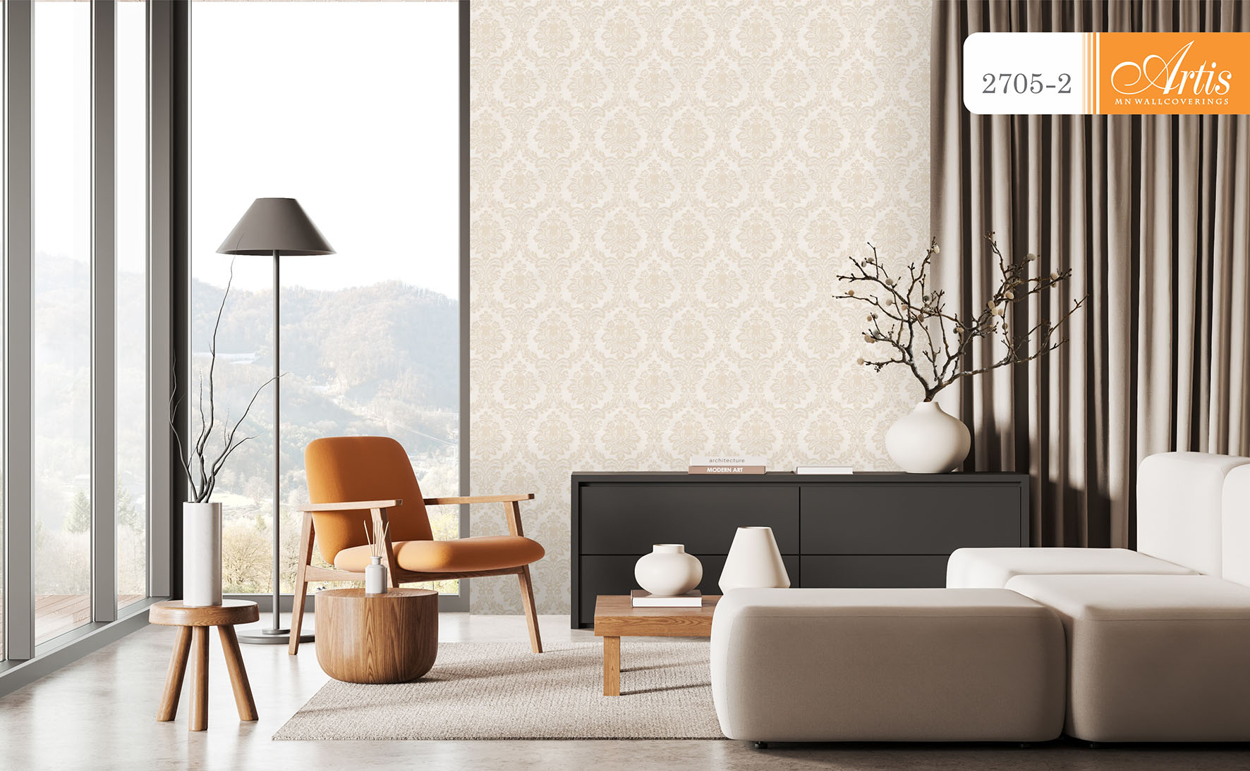Tiệm giặt dán giấy dán tường ARTIS Hàn Quốc, tông sáng sạch cho không gian dịch vụ chuyên nghiệp